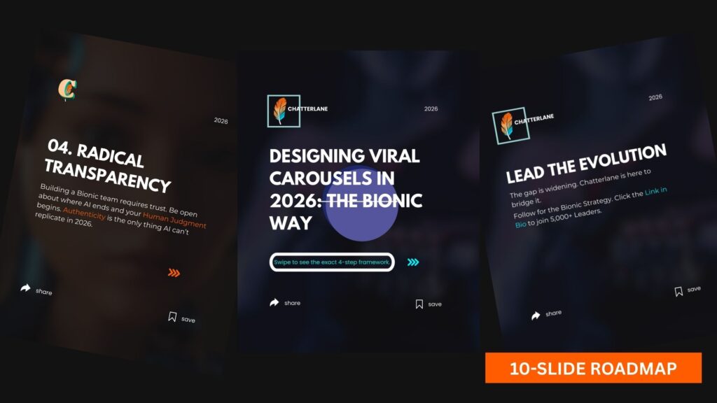Example of a 3D fanned carousel design created in Canva for a Bionic viral guide