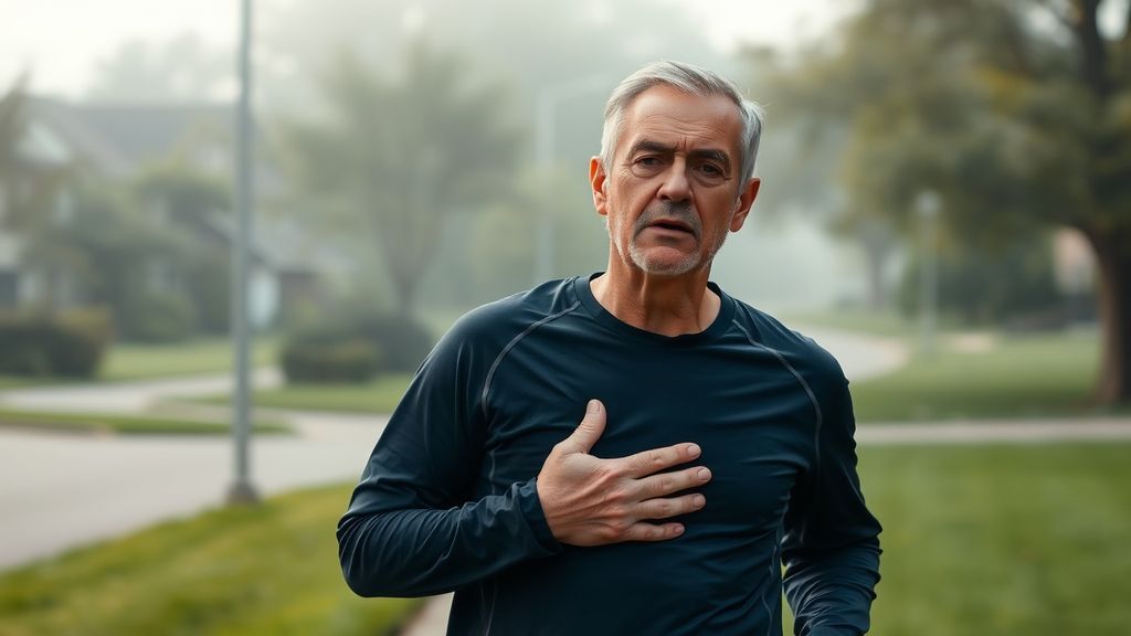 man struggling to breathe while jogging in humid weather dew point